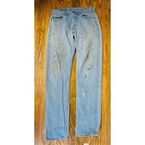 Vtg Selvage Levi's 505 Men's Straight Jeans Size 34x36 thrashed red batwing 80's